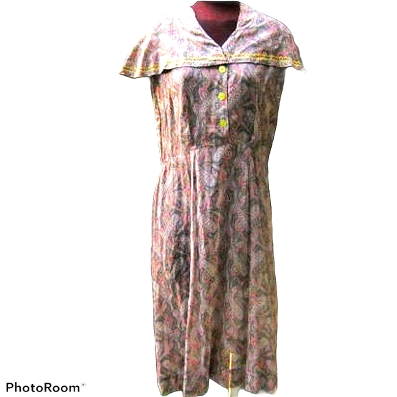 Vintage handmade rare large summer Madmen dress - Picture 4 of 9